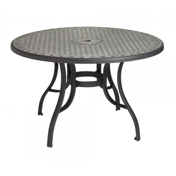 Restaurant Outdoor Tables Cordoba 48" Round Table with Metal Legs and Umbrella Hole
